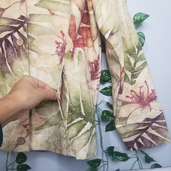 Coldwater Creek Tropical Womens M Cotton Button up Long Sleeve Jacket - Picture 4 of 12